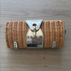 Kate Spade Wicker Clutch with Gold Accents